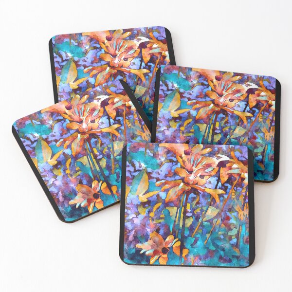Item preview, Turquoise floral print designed and sold by Susan Gallup.