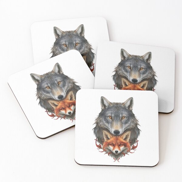 Item preview, Bearded wolf with red fox designed and sold by TeeSensation.