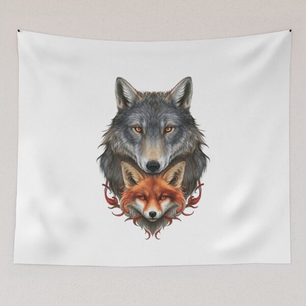 Item preview, Bearded wolf with red fox designed and sold by TeeSensation.