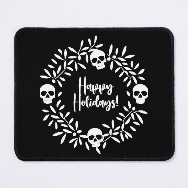 Item preview, White Goth Holiday Skull Wreath Happy Holidays designed and sold by EmeraldeaArt.