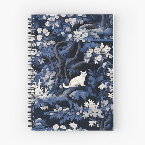 Item preview, Blue Toile De Jouy Cat in a Tree Print designed and sold by Deepestblue.