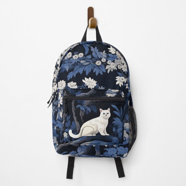 Item preview, Blue Toile De Jouy Cat in a Tree Print designed and sold by Deepestblue.