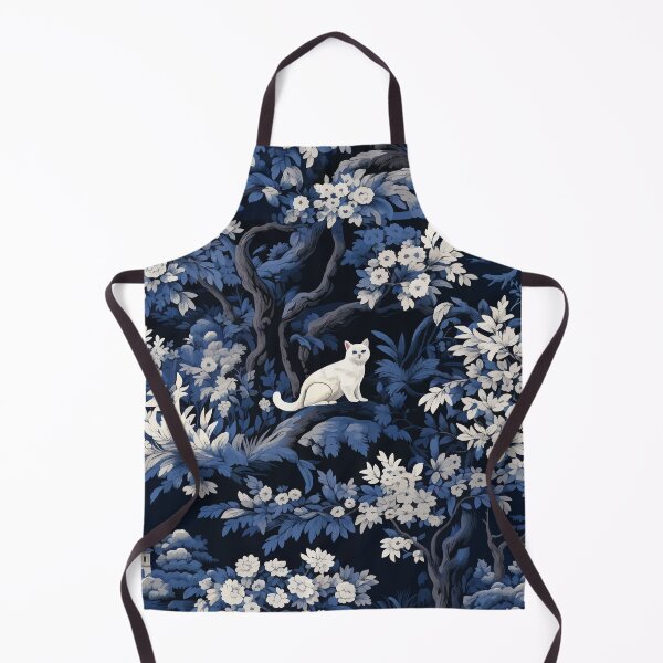 Item preview, Blue Toile De Jouy Cat in a Tree Print designed and sold by Deepestblue.
