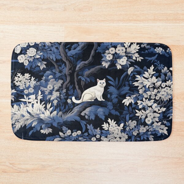 Item preview, Blue Toile De Jouy Cat in a Tree Print designed and sold by Deepestblue.