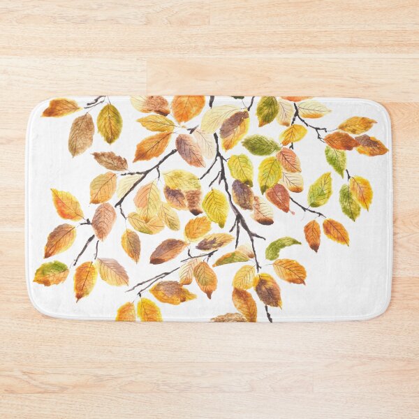 Item preview, autumn yellow orange beech leaves watercolor hand painted  designed and sold by ColorandColor.