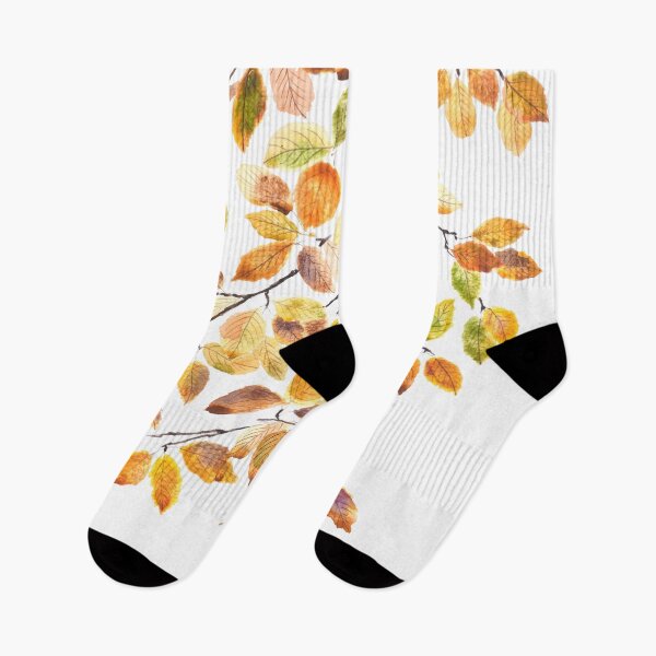 Item preview, autumn yellow orange beech leaves watercolor hand painted  designed and sold by ColorandColor.