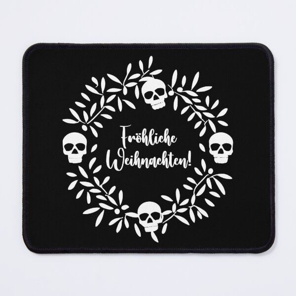 Item preview, Minimal gothic White Fröhliche Weihnachten! Skull wreath designed and sold by EmeraldeaArt.