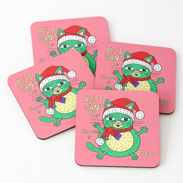 Item preview, Green Cat Xmas - All I Want for Xmause is Meoyow designed and sold by NOTSNIW ART.