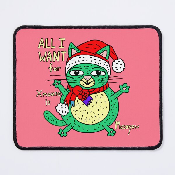 Item preview, Green Cat Xmas - All I Want for Xmause is Meoyow designed and sold by NOTSNIW ART.