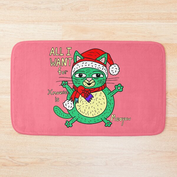 Item preview, Green Cat Xmas - All I Want for Xmause is Meoyow designed and sold by NOTSNIW ART.