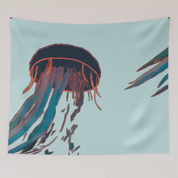 Item preview, Jellyfish (large / blue background) designed and sold by MentaLee.