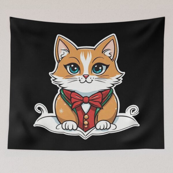 Item preview, Cute brown Christmas cat with blue eyes. Christmas gifts for cats. designed and sold by By-Jeff.