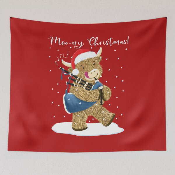 Item preview, Scottish Highland Cow Plays Merry Christmas On His Bagpipes designed and sold by brodyquixote.