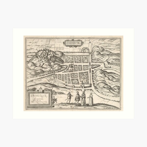 Vintage Map of Edinburgh Scotland (1581) Art Print