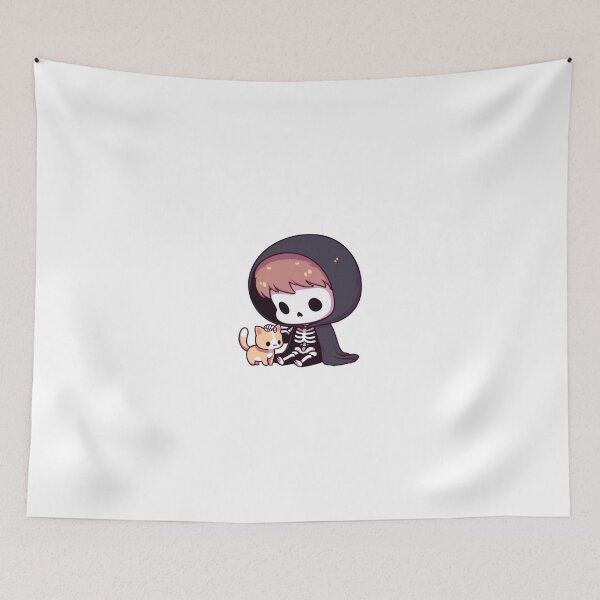 Item preview, Cute skeleton with orange kitty designed and sold by Wxjtecki.