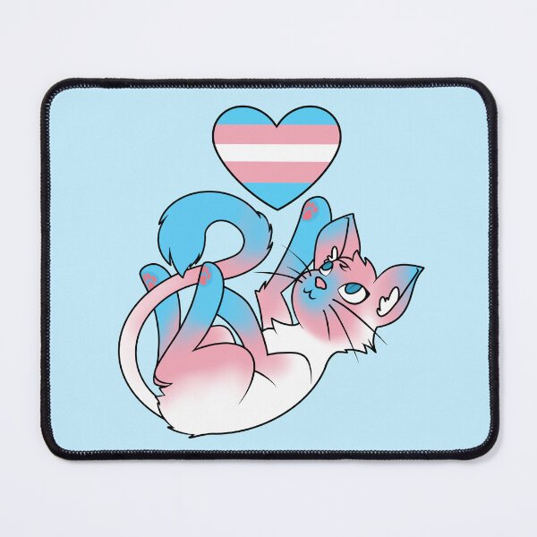 Artikelvorschau, Verspielte Kätzchen (Trans-Flagge) (blaue Variante) entworfen und verkauft von Cosmic Kitty Colors.