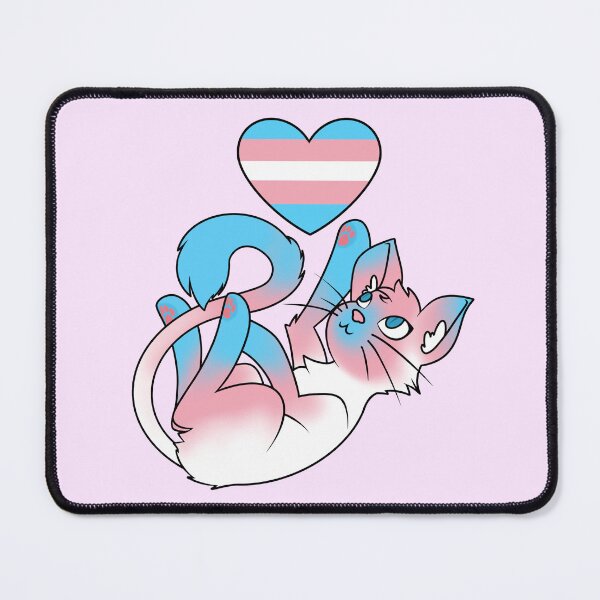 Artikelvorschau, Verspielte Kätzchen (Trans-Flagge) (rosa Variante) entworfen und verkauft von Cosmic Kitty Colors.
