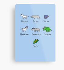 Unicorn, Bicorn, Tricorn, Quadcorn, Pentacorn, Hexacorn ... and Corn Metal Print