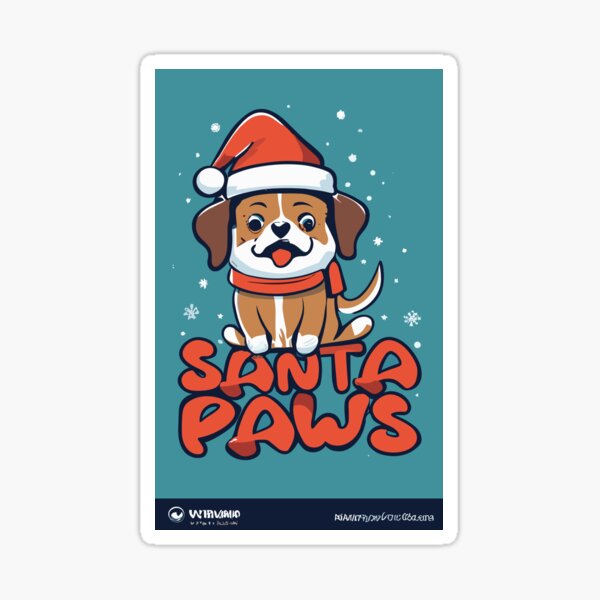 Cute Christmas Dog Wearing a Santa Claus Hat with Christmas Gifts Sticker  for Sale by PoshPeels