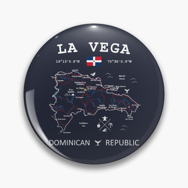 Item preview, La Vega Dominican Republic Flag Travel Map Coordinates Roads Rivers and Oceans White designed and sold by frenchsalsa.