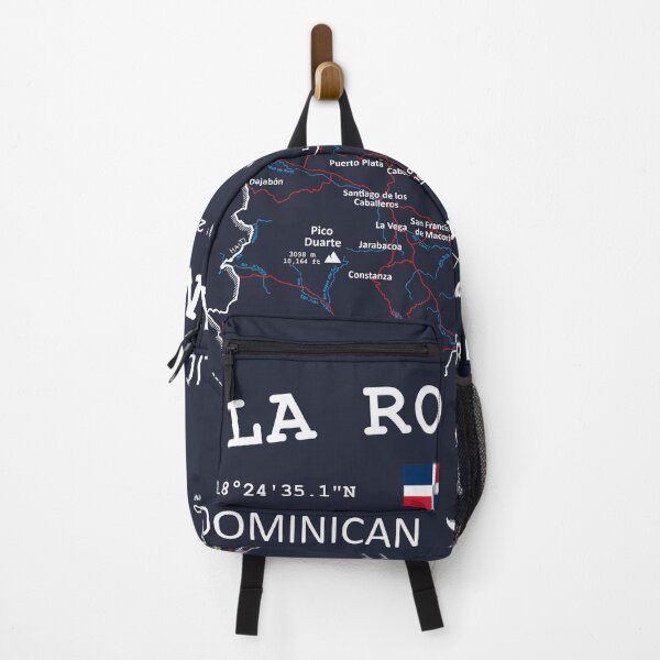 Item preview, La Romana Dominican Republic Flag Travel Map Coordinates Roads Rivers and Oceans White designed and sold by frenchsalsa.