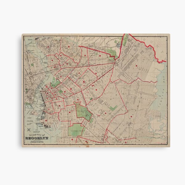 Item preview, Vintage Map of Brooklyn NY (1895) designed and sold by BravuraMedia.