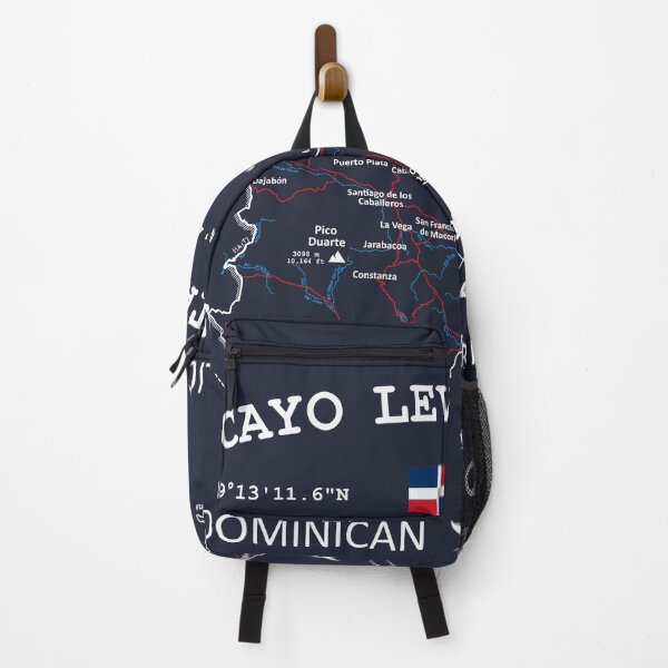 Item preview, Cayo Levantando Dominican Republic Flag Travel Map Coordinates Roads Rivers and Oceans White designed and sold by frenchsalsa.