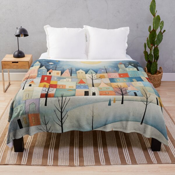 Item preview, Geometric Playful Watercolour Winter Cityscape Pattern designed and sold by AgathaZolastore.