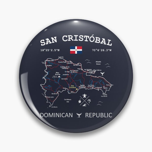 Item preview, San Cristóbal Dominican Republic Flag Travel Map Coordinates Roads Rivers and Oceans White designed and sold by frenchsalsa.