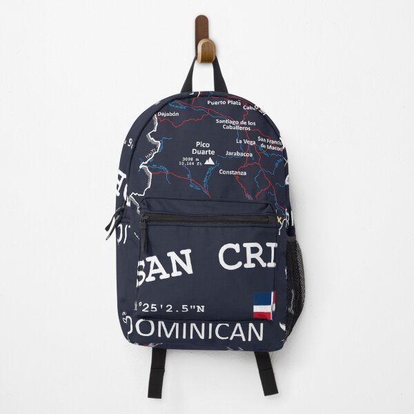 Item preview, San Cristóbal Dominican Republic Flag Travel Map Coordinates Roads Rivers and Oceans White designed and sold by frenchsalsa.