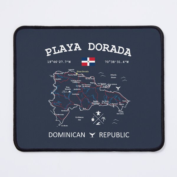 Item preview, Playa Dorada Dominican Republic Flag Travel Map Coordinates Roads Rivers and Oceans White designed and sold by frenchsalsa.