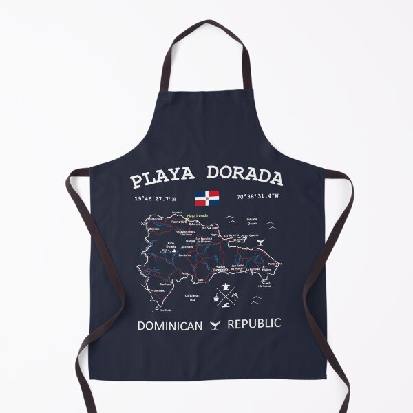 Item preview, Playa Dorada Dominican Republic Flag Travel Map Coordinates Roads Rivers and Oceans White designed and sold by frenchsalsa.