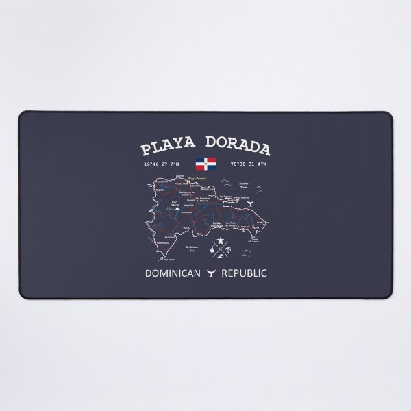 Item preview, Playa Dorada Dominican Republic Flag Travel Map Coordinates Roads Rivers and Oceans White designed and sold by frenchsalsa.