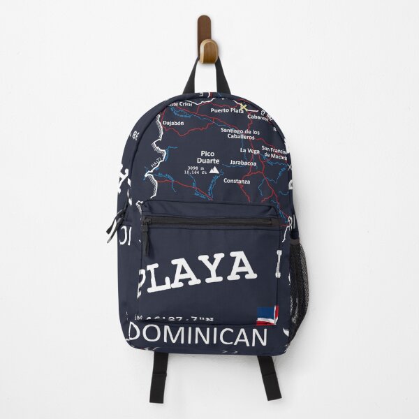 Item preview, Playa Dorada Dominican Republic Flag Travel Map Coordinates Roads Rivers and Oceans White designed and sold by frenchsalsa.