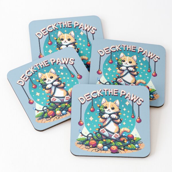 Item preview, Deck The Paws Christmas Pixel Cat designed and sold by ZenEverAI.