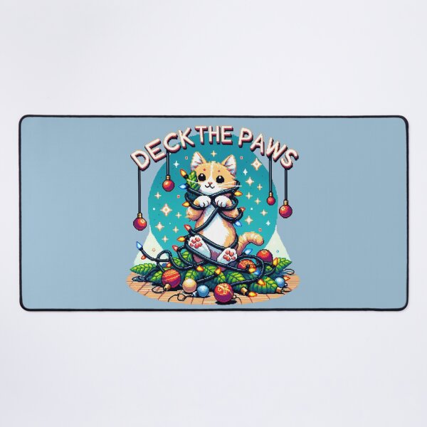 Item preview, Deck The Paws Christmas Pixel Cat designed and sold by ZenEverAI.