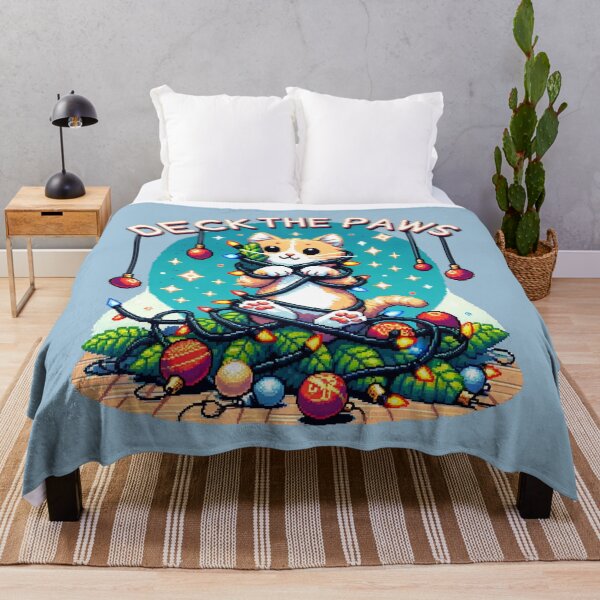 Item preview, Deck The Paws Christmas Pixel Cat designed and sold by ZenEverAI.