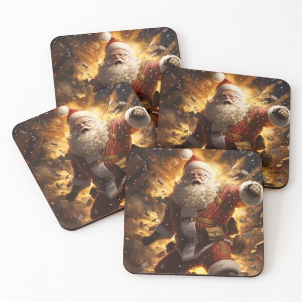 Item preview, Action movie Santa jumps from an explosion - Christmas designed and sold by OddCorro.