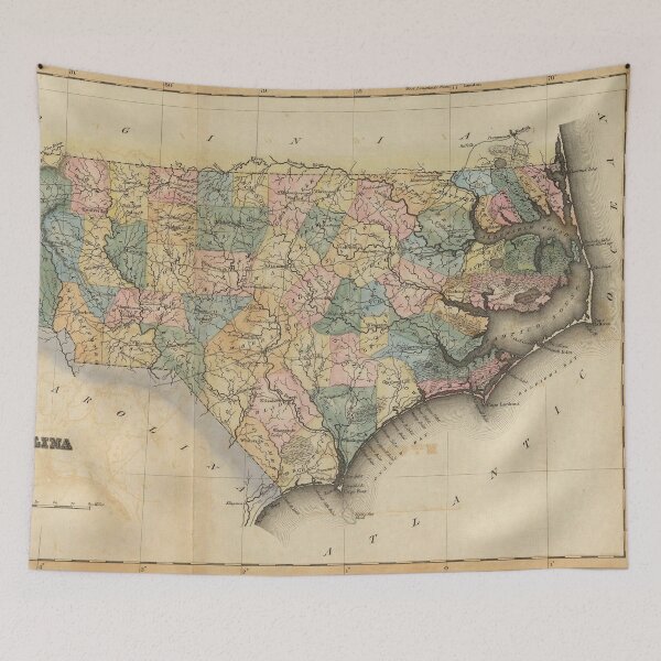Item preview, Vintage Map of North Carolina (1823) designed and sold by BravuraMedia.