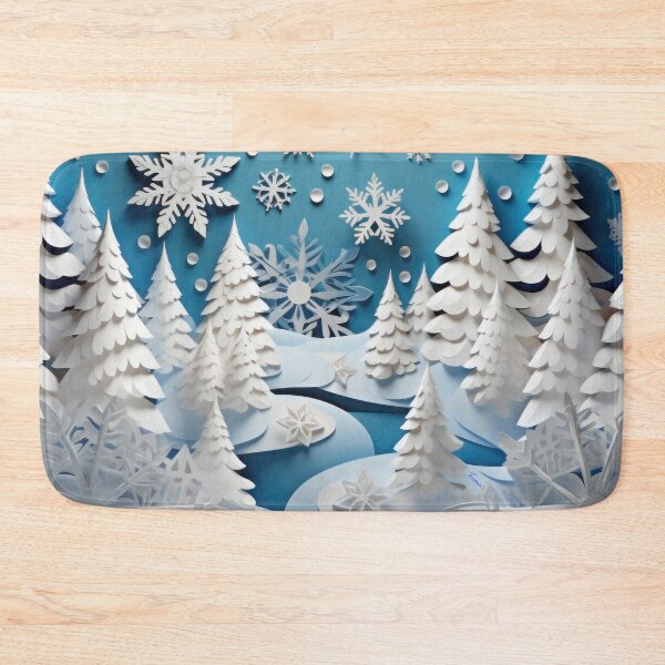 Item preview, COZY WHITE SNOWY CHRISTMAS TREES - 3D Style Art Design | Calmness collection designed and sold by Made by Tamar.