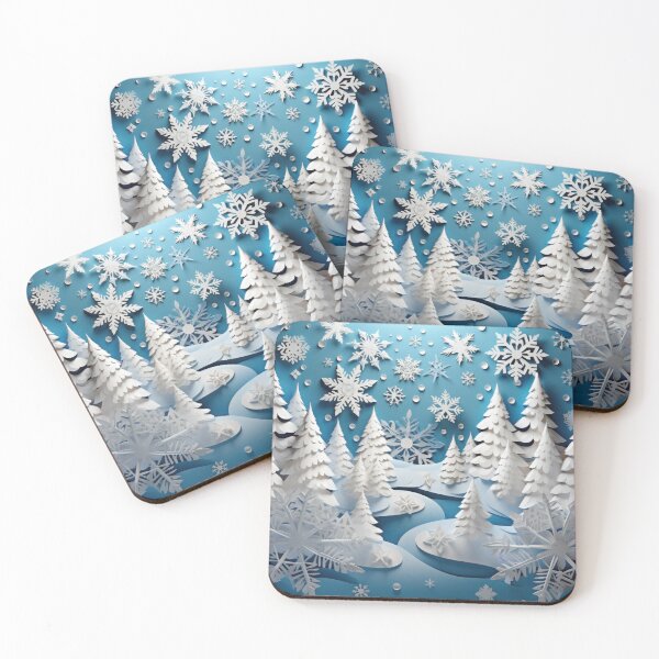 Item preview, COZY WHITE SNOWY CHRISTMAS TREES - 3D Style Art Design | Calmness collection designed and sold by Made by Tamar.