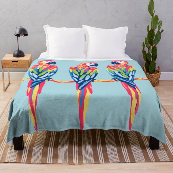 Item preview, Three Colorful Scarlet Macaw Parrots on a Branch designed and sold by BrightTide.