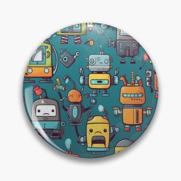 Artikelvorschau, Cartoon-Bots-Muster entworfen und verkauft von DigiMagicStore.