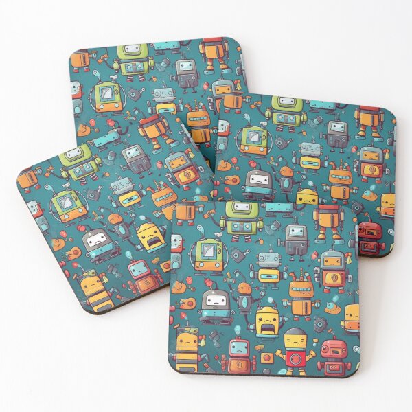 Item preview, Cartoon Bots Pattern  designed and sold by DigiMagicStore.