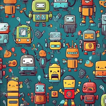 Artwork thumbnail, Cartoon Bots Pattern by DigiMagicStore