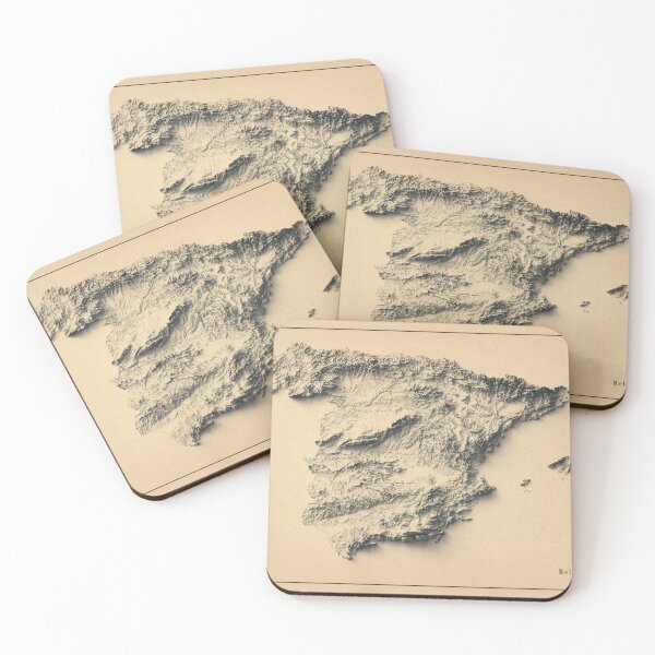 Item preview, Spain Shaded Relief Map 3D digitally-rendered designed and sold by ThinkAboutMaps.