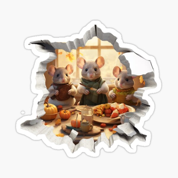 Item preview, Copy of 3D Mouse in Mousehole, Thanksgiving Dinner designed and sold by PictoParade.