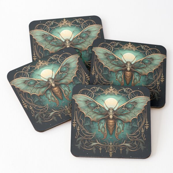 Item preview, Art nouveau moth art print designed and sold by dcrc.