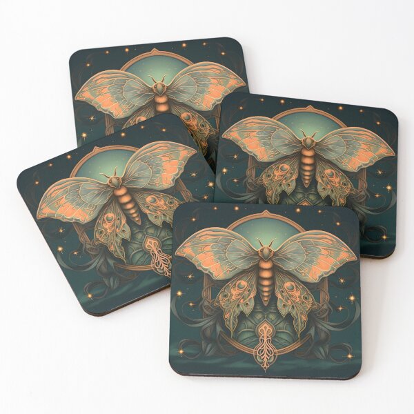 Item preview, art nouveau moth art print designed and sold by dcrc.