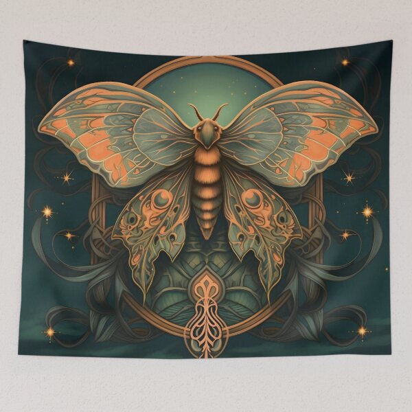 Item preview, art nouveau moth art print designed and sold by dcrc.